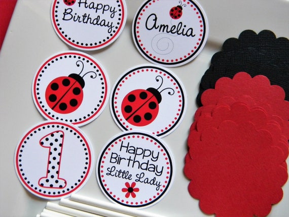 Ladybug DIY Cupcake Topper Kit, Ladybug Cupcakes, DIY Party Decor