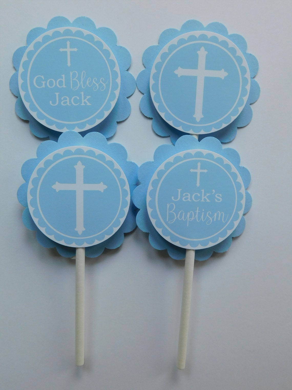 Baptism Cupcake Toppers Religious Cupcakes Boy Baptism Decor Etsy