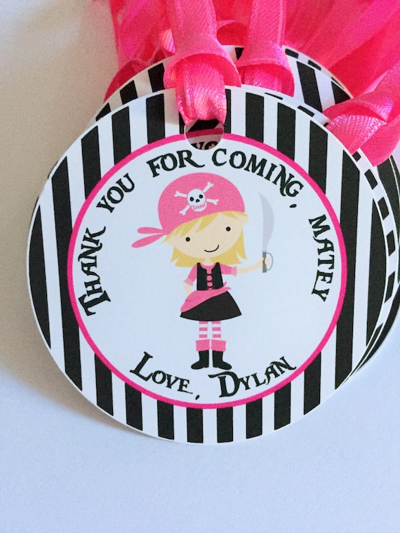 Girl Pirate Favor Tags, Pirate Thank You Tags, Pirate Birthday Party