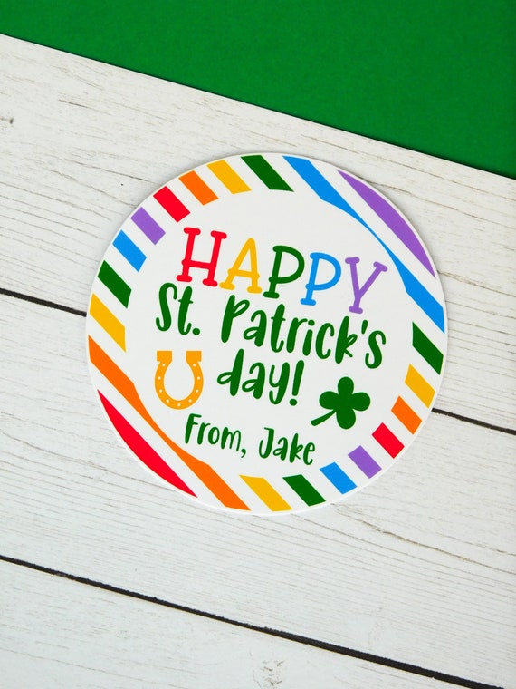 Happy St. Patrick’s Day Treat Tags, St Patricks Day Gift, Shamrock Rainbow Tag, Kids St Patricks Day, St Patricks Favor Tags