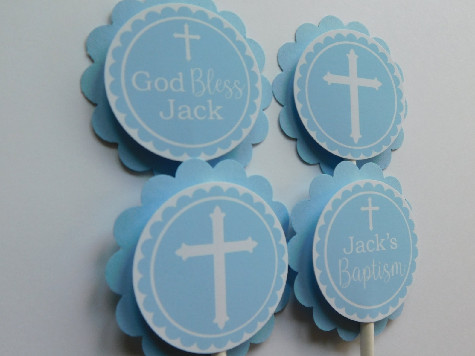 Baptism Cupcake Toppers Religious Cupcakes Boy Baptism Decor - Etsy ...