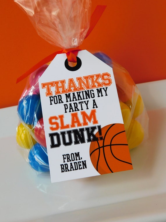 Basketball Favor Tags, Basketball Thank You Tags, Basketball Birthday Party