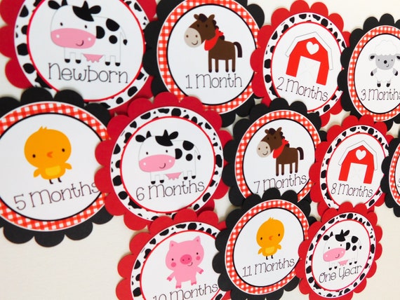 Farm Photo Banner Tags, 1st Birthday, Newborn to 12 Months Labels
