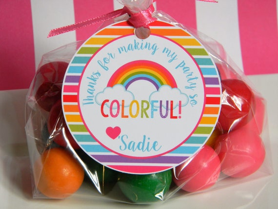 Rainbow Favor Tags, Rainbow Thank You Tags, Rainbow 1st Birthday Il_570xn