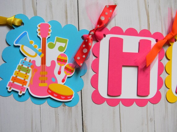 Music Banner, Happy Birthday Banner, Musical Party Decorations