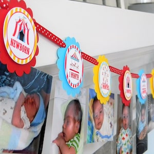 Carnival First Birthday Photo Banner: 12 Month Circus Theme
