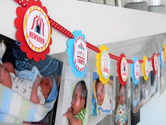 Circus Carnival Photo Banner, 1st Birthday, Newborn to 12 Months Banner