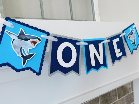 Shark High Chair Banner, Shark Party Decor, Highchair Garland, Shark First Birthday