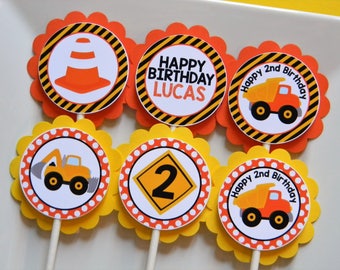 Adornos para cupcakes de construcción: decoración personalizada para fiestas de cumpleaños