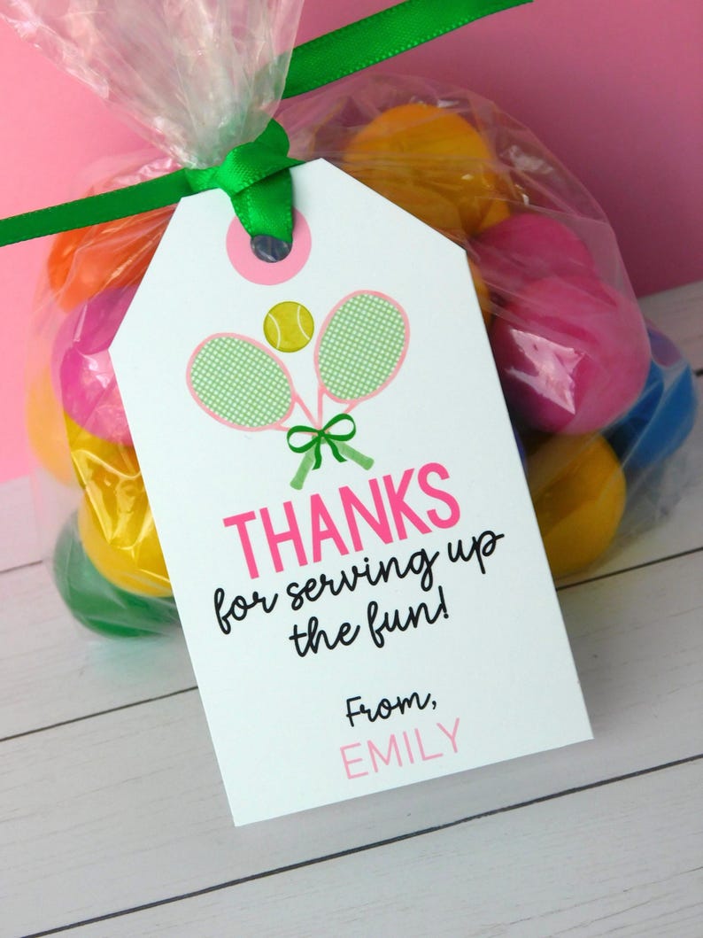 PRINTED Tennis Favor Tags - Personalized Birthday Party Decorations ...