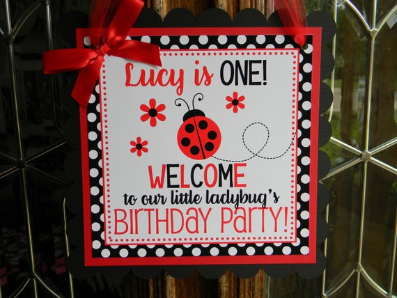 Ladybug Welcome Sign, Ladybug Party Decor, Ladybug Door Sign, Ladybug Birthday Sign