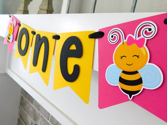 Bee High Chair Banner, Bumble Bee Party Decor, Highchair Garland, Bee Day First Birthday