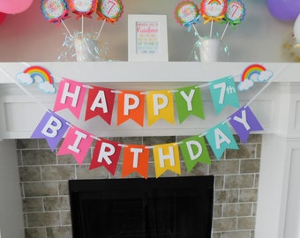 Rainbow Birthday Banner: Custom Party Decorations, Fully Assembled