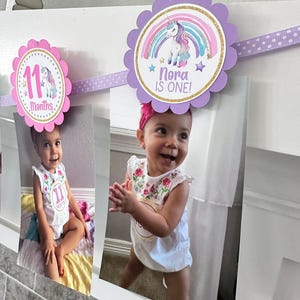 Unicorn Party 12 Month Photo Banner, Unicorn First Birthday Photo Banner, Baby&#39;s First Year