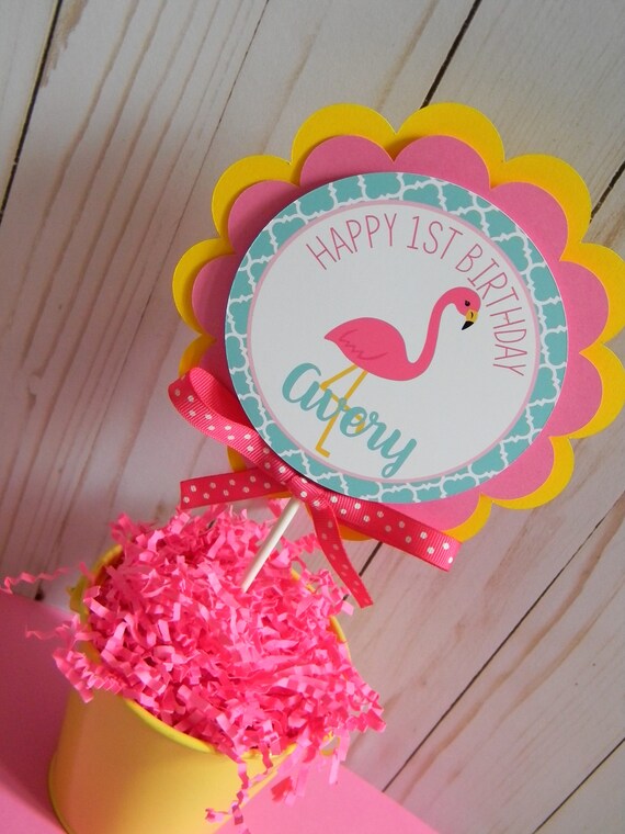 Flamingo Cake Topper, Custom Cake Topper, Pink Flamingo Birthday Cake