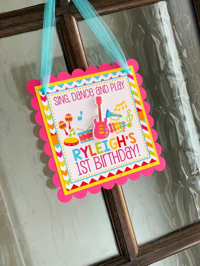 Music Welcome Sign, Music Party Decor, Music Door Sign, Pink Music Birthday Sign image 1
