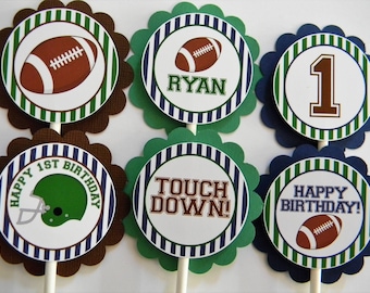 Football Party Cupcake Toppers, Football Cupcakes, Football Party Decor