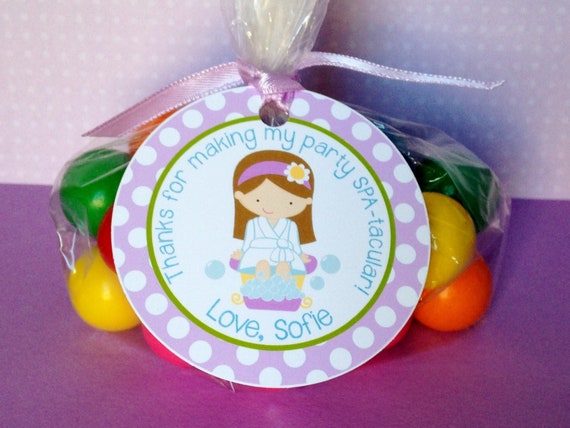 Spa Favor Tags, Spa Thank You Tags, Spa Birthday Party