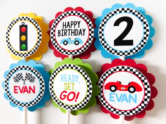 Racecar Cupcake Toppers, Race Car Cupcakes, Racecar Party Decor