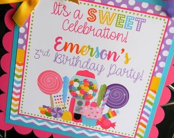 Candy Shop Welcome Sign, Candy Party Decor, Sweet Shop Door Sign, Candy Birthday Sign