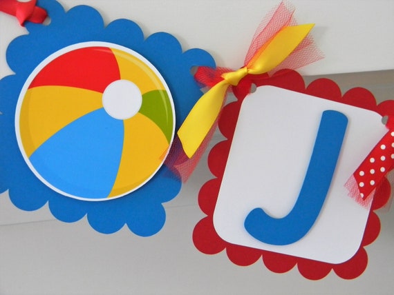Beach Ball Banner Custom Birthday Banner Beach Ball Party