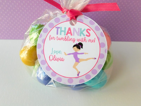 Gymnastics Favor Tags, Gymnastics Thank You Tags, Gymnastics Birthday Party