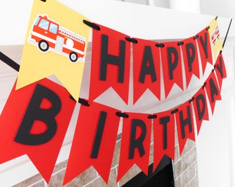 Firetruck Birthday Banner: Custom Party Decorations