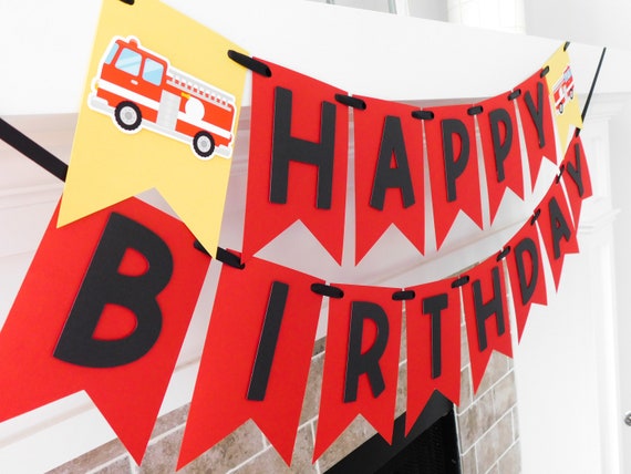 Firetruck Banner, Fireman Party Decor, Firetruck Birthday, Firetruck Party