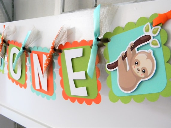 Sloth High Chair Banner, Sloth Party Decor, Highchair Garland, Sloth First Birthday