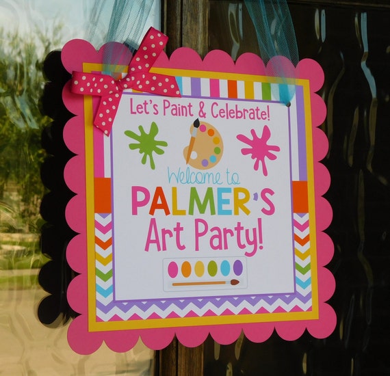 Paint Party Welcome Sign, Painting Party Decor, Art Party Door Sign, Paint Birthday Sign, Painting Door Sign