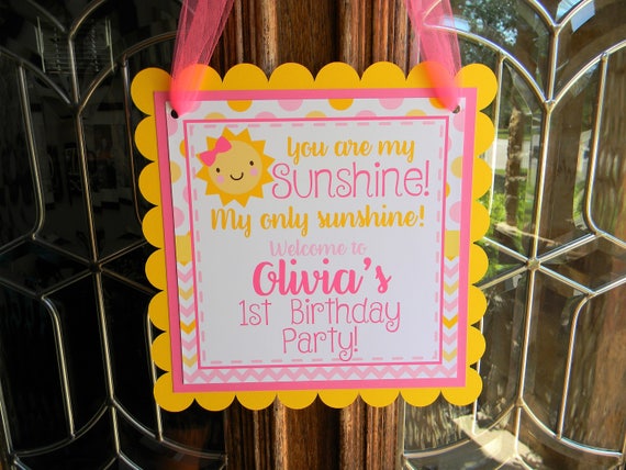 Sunshine Party Welcome Sign, Sunshine Party Decor, Sunshine Door Sign, Pink Sunshine Birthday Sign