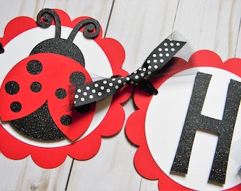 Ladybug Banner, Happy Birthday Banner, Ladybug Party Decorations