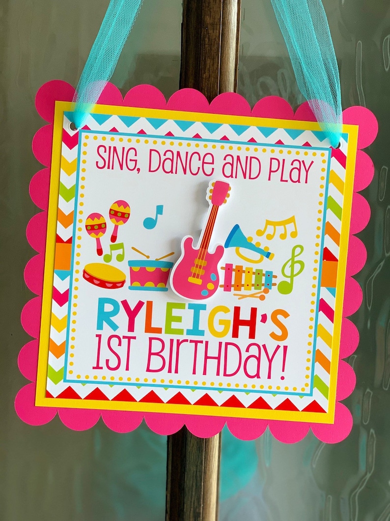 Music Welcome Sign, Music Party Decor, Music Door Sign, Pink Music Birthday Sign image 4