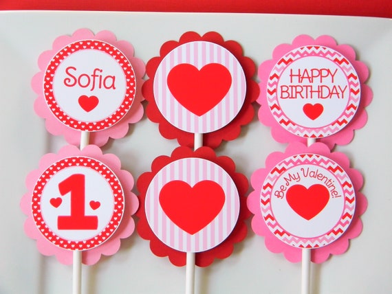 Valentine Cupcakes, Heart Cupcake Picks, Valentines Toppers