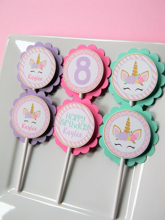 Unicorn Face Cupcake Toppers, Unicorn Cupcakes, Party Decor Il_570xn