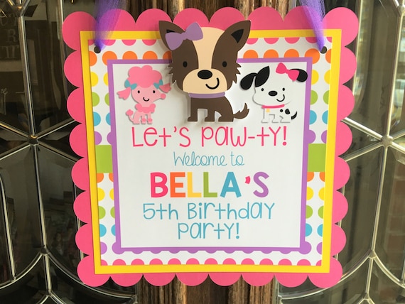 Puppy Welcome Sign, Dog Party Decor, Puppy Door Sign, Puppy Dog Birthday Sign