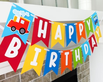 Custom Train Birthday Banner: Colorful Engine Decor