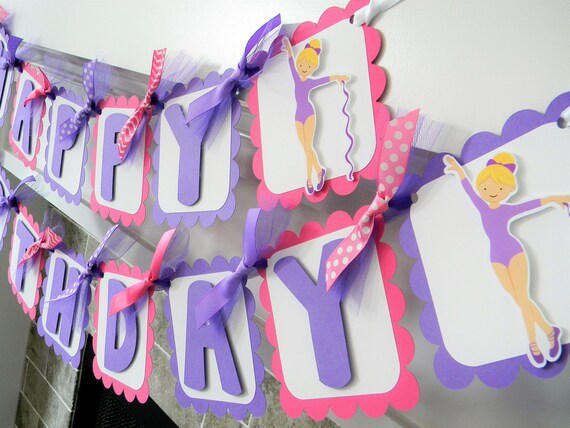 Gymnastics Banner Custom Birthday Banner Gymnastics Party