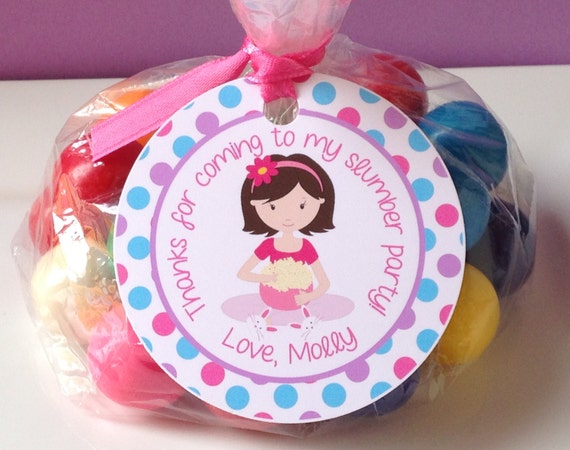 12 Sleepover Favor Tags, Sleepover Thank You Tags, Slumber Party Birthday Il_570xn