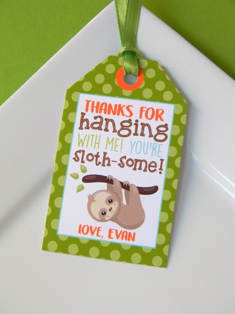 Sloth Birthday Party Sloth Thank You Tags Sloth Favor Tags
