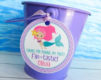 PRINTED Mermaid Favor Tags - Personalized Birthday Party Decorations - Thank You Tags