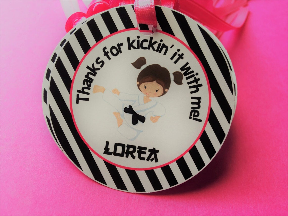Karate Favor Tags Karate Thank You Tags Girl Karate Birthday Etsy