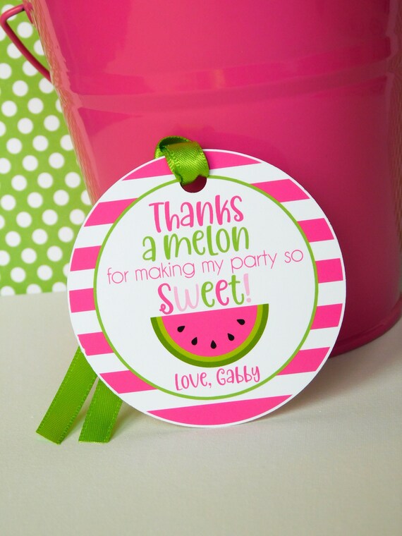 Watermelon Favor Tags, Melon Thank You Tags, Pink and Green Watermelon