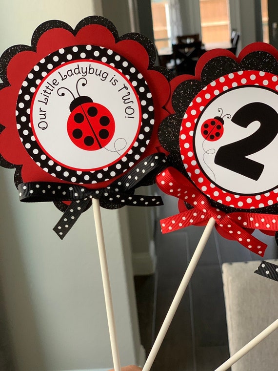 Ladybug Centerpieces, Ladybug Centerpiece Sticks, Ladybug Party Decor, Custom Centerpieces