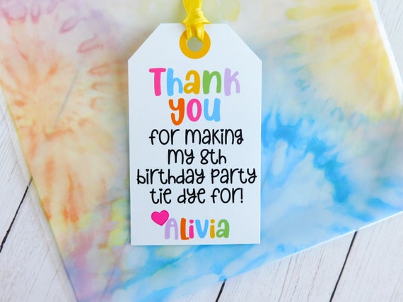 Tie Dye Favor Tags, Tie Dye for Thank You Tags, Girl Party Favor Tags