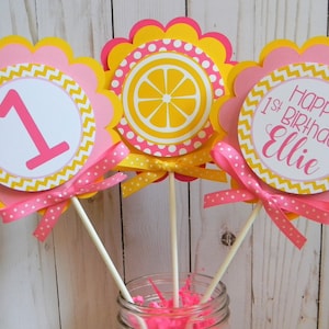 Pink Lemonade Party Centerpiece Sticks: Custom Birthday Decor