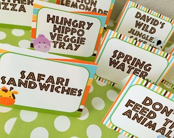 Safari Food Labels, Jungle Food Tents, Safari Party Decor