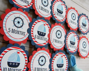 Nautical Photo Banner, 1st Birthday, Newborn to 12 Months Banner