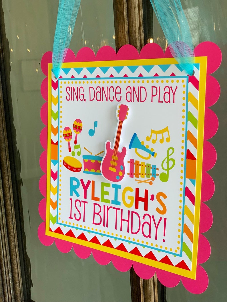 Music Welcome Sign, Music Party Decor, Music Door Sign, Pink Music Birthday Sign image 3