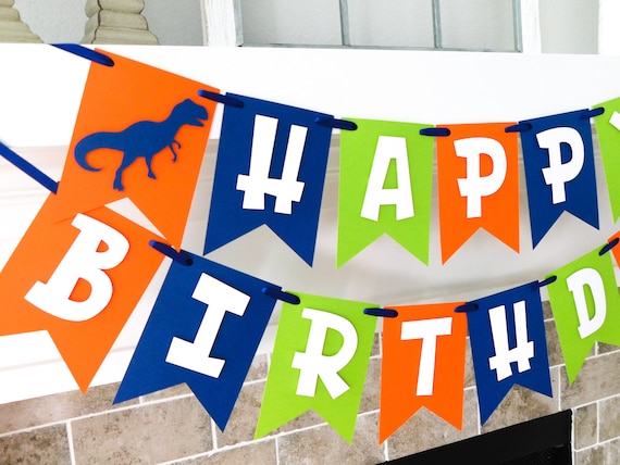Dinosaur Birthday Banner, Dino Party Decor, Dinosaur Birthday